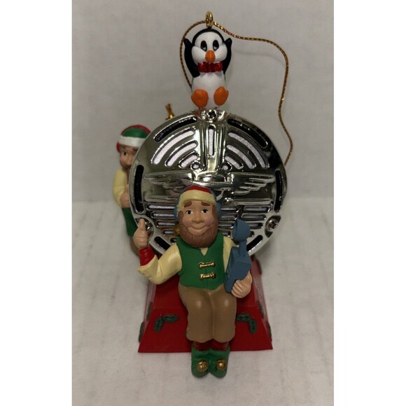 RARE HARLEY DAVIDSON CHRISTMAS ORNAMENT ELVES AND PENDGUIN HORN TEST AREA 1997 - Picture 2 of 16